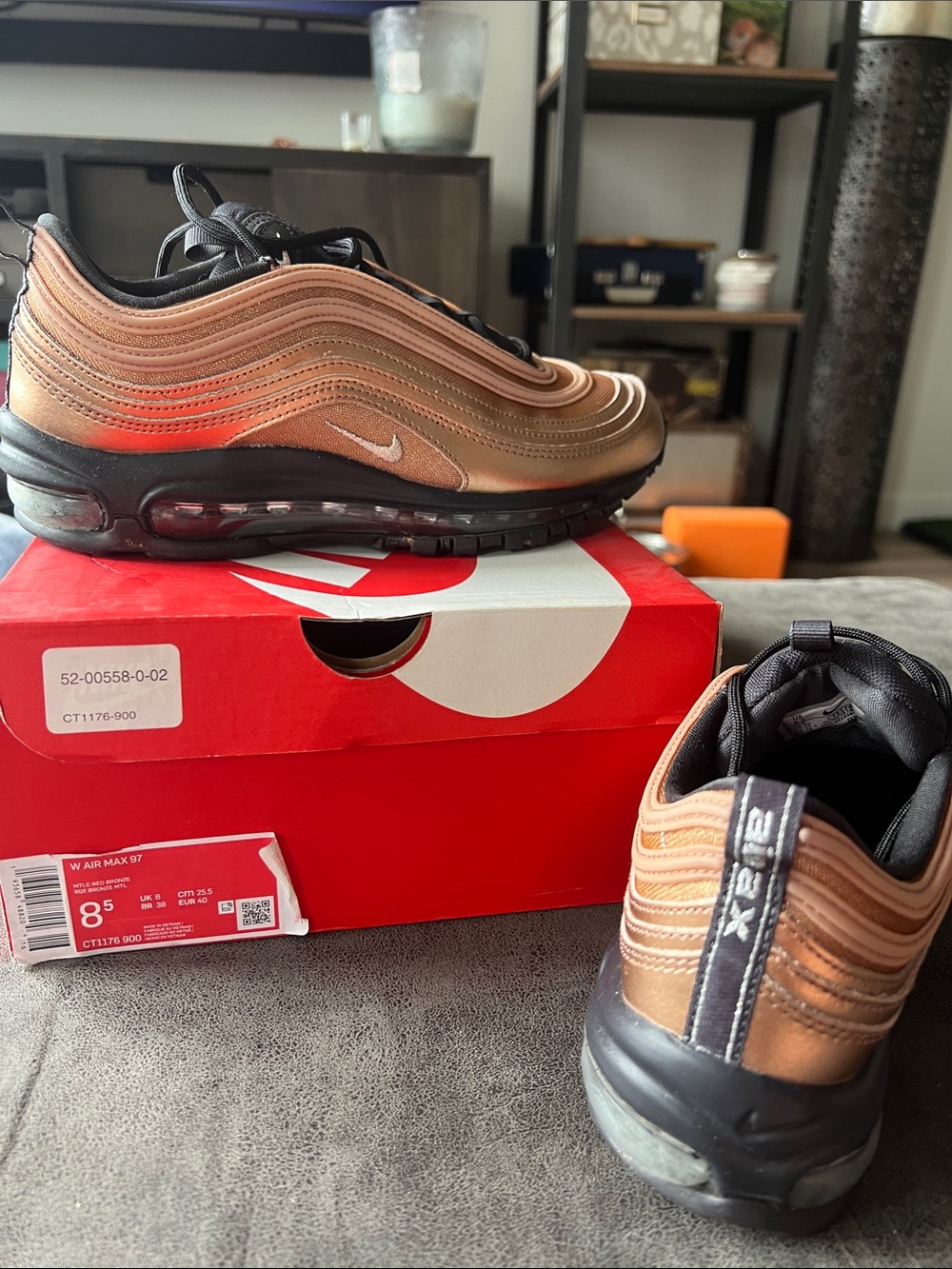 Like NEW! Rare WMNS Nike Air Max 97 Sneakers in Copper and black w/ silver. 8.5